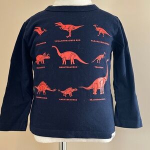 GAP Kids Navy and Red Dinosaur Long Sleeve Tee